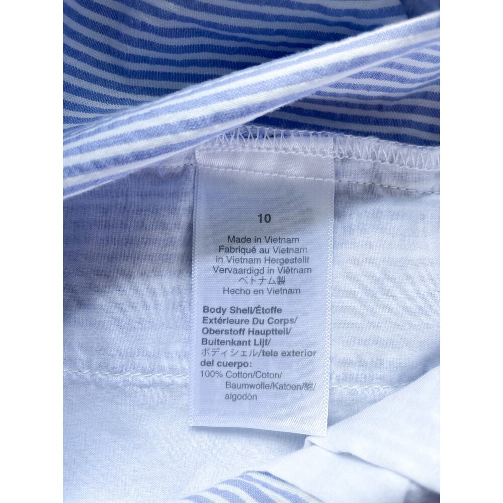 Women's J.Crew Paper Bag Blue and White Pin Stripe Cotton Shorts Size 10 - Picture 5 of 8